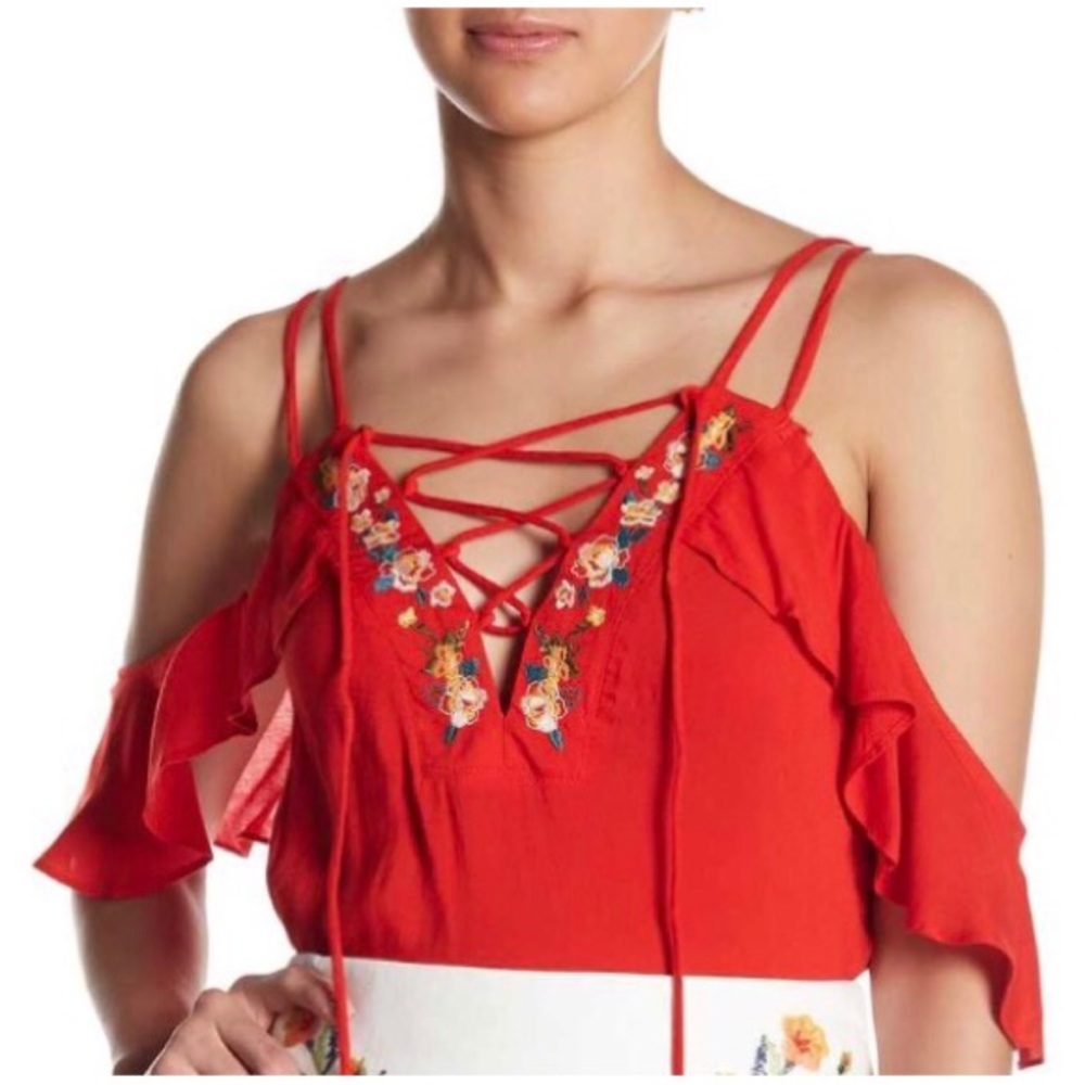 Red Embroidered Blouse